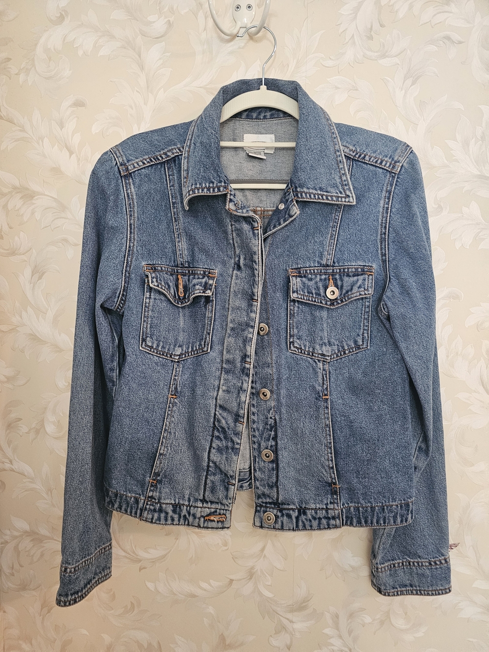 Mandee Light Blue Denim Jacket with Chest Flap Pockets